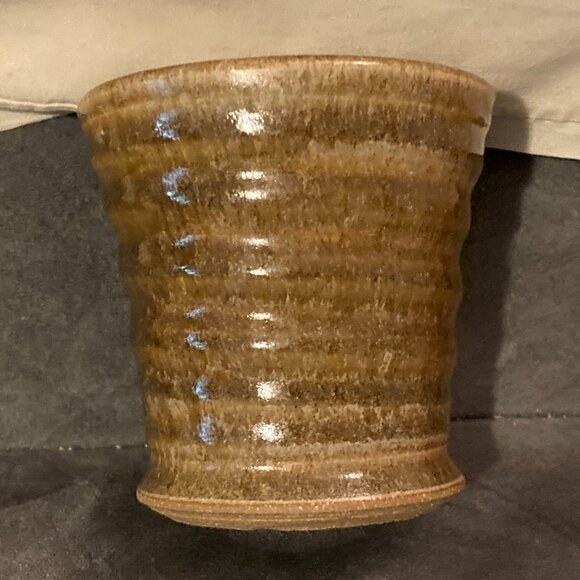 Handcrafted Artisan Pottery Vase/Cup-Swirled Design-Artist Signed-3" High-EUC - Picture 5 of 8